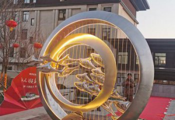 圓環(huán)雕塑精品，景觀概念，烤漆圓環(huán)雕塑通用
