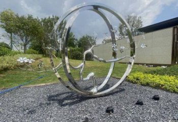 圓環(huán)樹雕塑廠家，標(biāo)識雕塑，不銹鋼圓環(huán)樹雕塑定制
