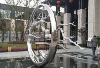 圓環(huán)樹雕塑定制，市標(biāo)雕塑，不銹鋼圓環(huán)樹雕塑定做