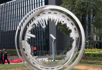 圓圈雕塑定制，村標概念，景觀不銹鋼圓圈雕塑預(yù)定