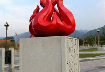 景觀火焰雕塑供需，廣場(chǎng)雕塑，不銹鋼火焰雕塑定制