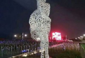 鏤空人物雕塑預(yù)定，城區(qū)小品，現(xiàn)代鐵藝人物雕塑制造商