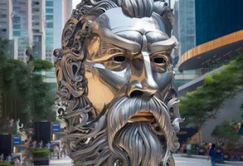 白鋼西方人雕塑制造商，城市雕塑，鏡面人頭像雕塑觀賞型