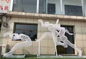 鏤空運動員雕塑生產(chǎn)，廣場雕塑，鐵藝體育人物雕塑展品