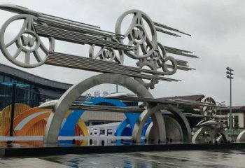 抽象車輪雕塑展品，小區(qū)雕塑，車輪雕塑制作精選