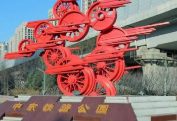 主題車輪雕塑供給，中式工藝，景觀車輪雕塑精品