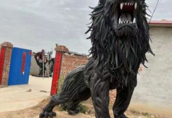 輪胎獅子雕塑指用，景觀雕塑，園林輪胎動物雕塑點擊