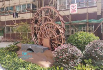 景觀水車雕塑供需，彩鋼制作，大型水車雕塑公司