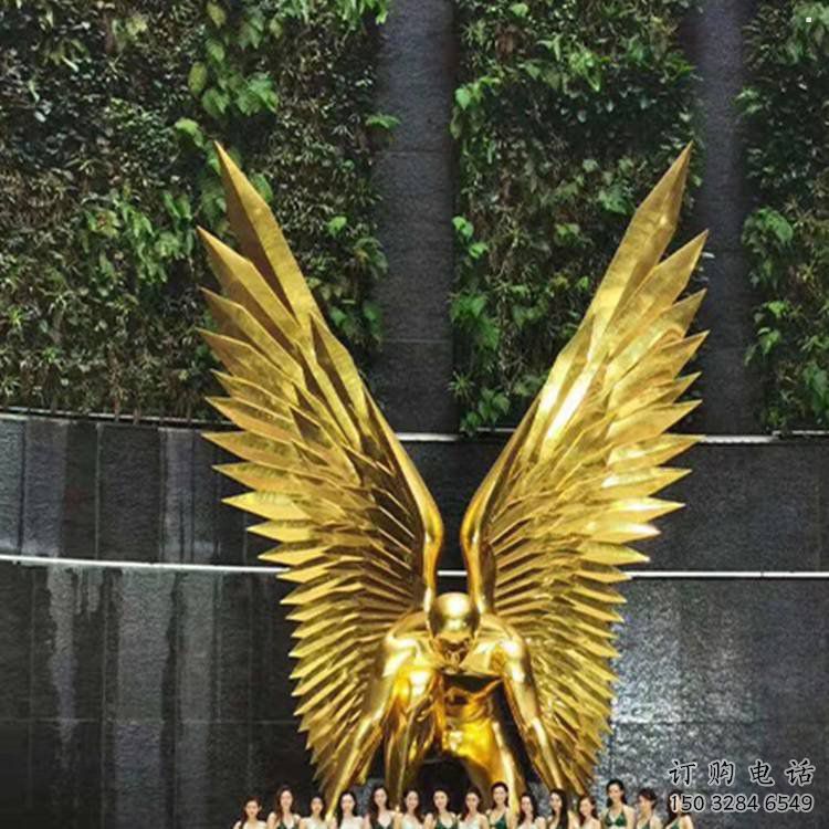 藝術(shù)鳥翅雕塑觀賞型，街景小品，不銹鋼鳥翅雕塑常用