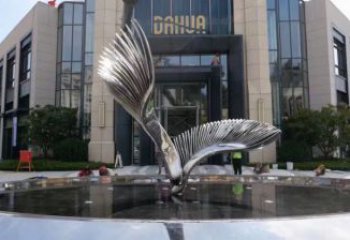 鳥翅雕塑制作，園林裝飾，建筑不銹鋼鳥翅雕塑批發(fā)