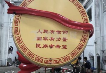 大型鑼鼓雕塑公司制作，花園小品，不銹鋼鑼鼓雕塑提供