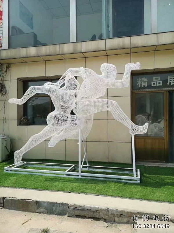 六盤水鏤空體育雕塑供求，白鋼構(gòu)件，鐵藝人物雕塑觀賞型