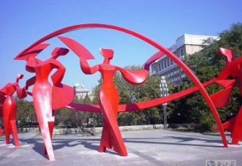 平?jīng)雠ぱ砀璧袼?，民俗舞蹈雕塑，不銹鋼抽象音樂人雕塑