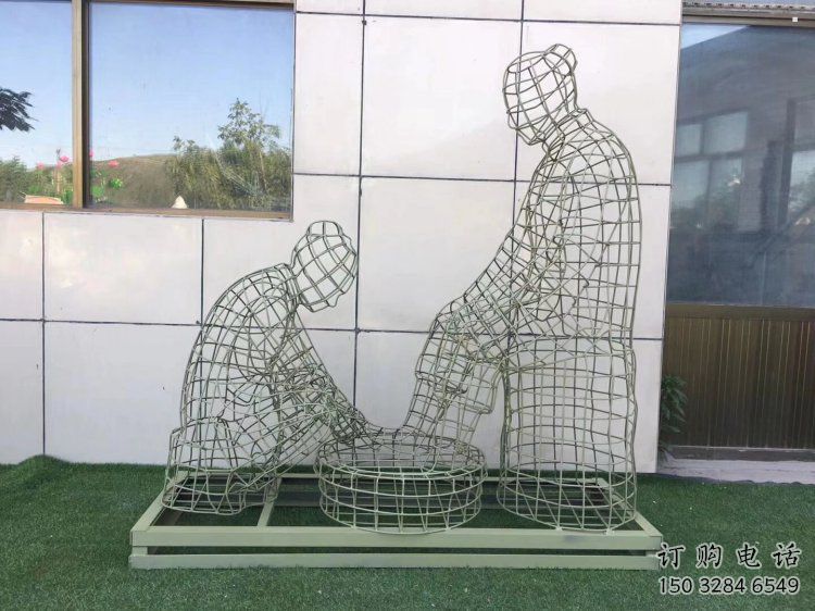 永州鏤空洗腳雕塑制作，園林裝飾，鐵藝孝道人物雕塑