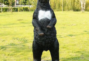 七臺河街道黑熊雕塑，仿真動物雕塑，古銅效果