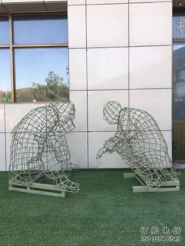 南關(guān)鏤空對弈雕塑標準，廣場雕塑，鐵藝民俗人物雕塑供給