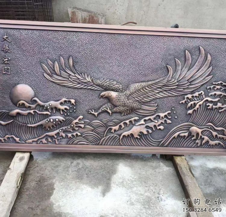 建鄴老鷹浮雕訂做，景區(qū)雕塑，鍛銅動物浮雕定價