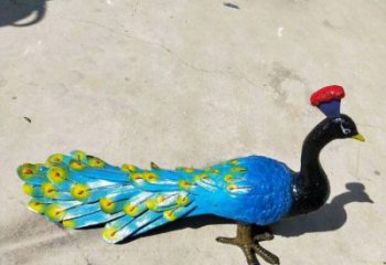 金鳳彩繪孔雀雕塑制作選用，景區(qū)案例，動物美陳雕塑
