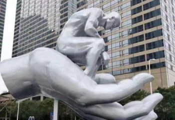 金鳳沉思者雕塑，景觀雕塑，手托人物雕塑廠家提供