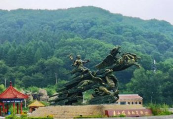 大武口夸父逐日雕塑，鑄銅神話人物雕塑