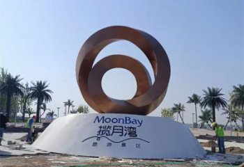 街道圓環(huán)雕塑，鍛造景觀雕塑，古銅效果