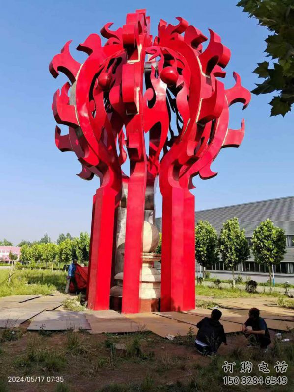 太原火球雕塑，精神堡壘火球雕塑落地展示