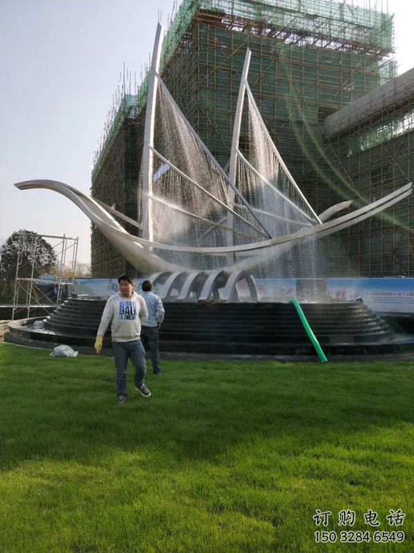 克孜勒蘇柯帆船噴泉雕塑，水景水秀組合，旱地帆船噴泉雕塑廠家