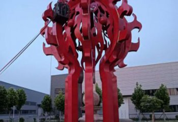 朔州火球雕塑，精神堡壘火球雕塑落地展示