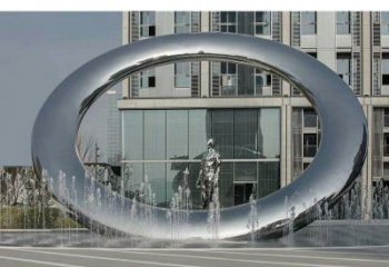 上城小區(qū)圓環(huán)雕塑，水簾噴泉雕塑，水景藝術(shù)效果