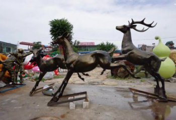 南岸戶外小鹿批發(fā)，動(dòng)物雕塑，梅花鹿銅雕塑供求