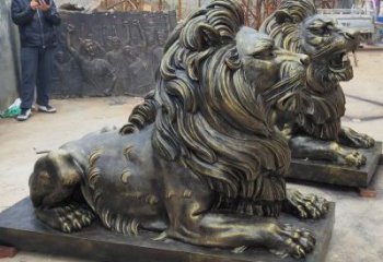 九龍坡大型趴獅雕塑，仿銅動物雕塑，玻璃鋼獅子雕塑制作