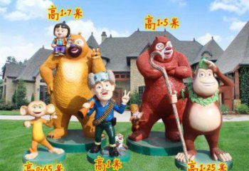 長壽廣場維尼熊雕塑，卡通水景雕塑，抽象效果
