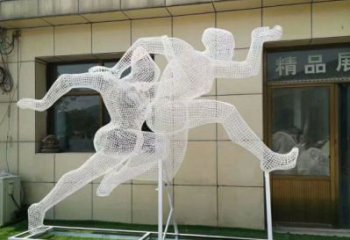 巴南鏤空體育雕塑供求，白鋼構(gòu)件，鐵藝人物雕塑觀賞型